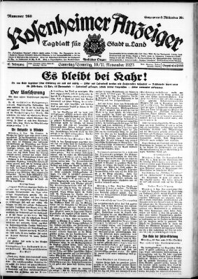 Rosenheimer Anzeiger Samstag 10. November 1923