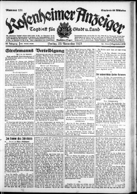 Rosenheimer Anzeiger Freitag 23. November 1923