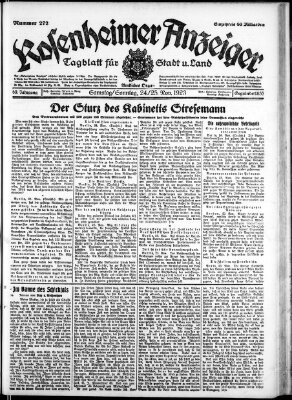 Rosenheimer Anzeiger Sonntag 25. November 1923