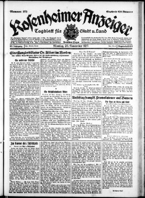 Rosenheimer Anzeiger Montag 26. November 1923