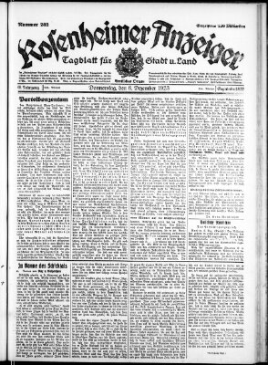 Rosenheimer Anzeiger Donnerstag 6. Dezember 1923