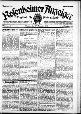 Rosenheimer Anzeiger Montag 17. Dezember 1923