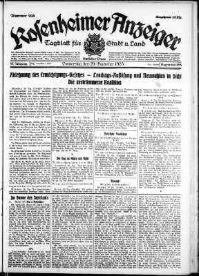 Rosenheimer Anzeiger Donnerstag 20. Dezember 1923