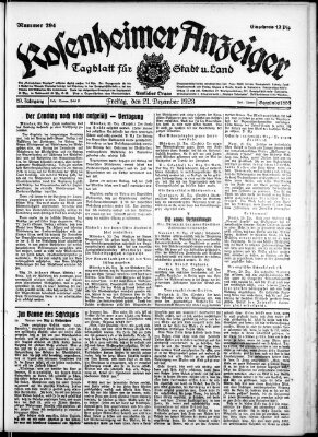 Rosenheimer Anzeiger Freitag 21. Dezember 1923