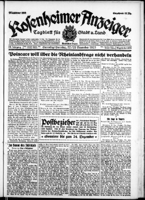 Rosenheimer Anzeiger Sonntag 23. Dezember 1923