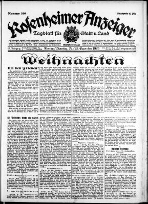 Rosenheimer Anzeiger Dienstag 25. Dezember 1923