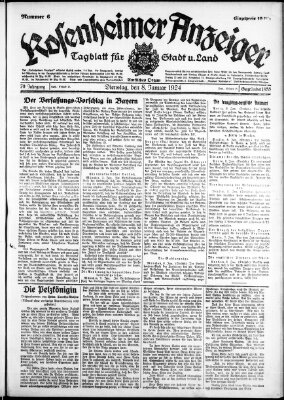 Rosenheimer Anzeiger Dienstag 8. Januar 1924