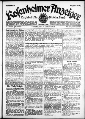 Rosenheimer Anzeiger Dienstag 15. Januar 1924