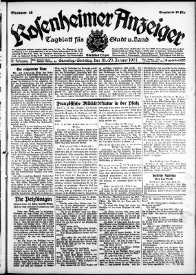 Rosenheimer Anzeiger Sonntag 20. Januar 1924