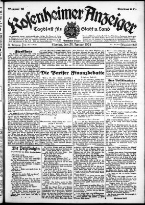 Rosenheimer Anzeiger Montag 28. Januar 1924