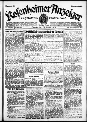 Rosenheimer Anzeiger Dienstag 29. Januar 1924