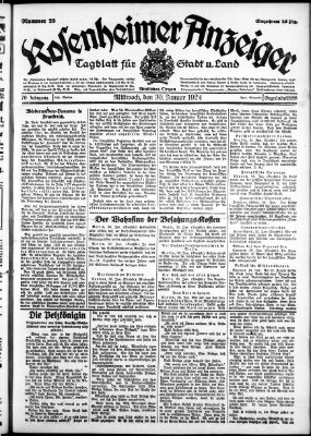 Rosenheimer Anzeiger Mittwoch 30. Januar 1924