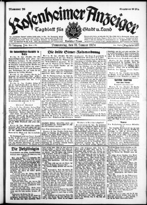 Rosenheimer Anzeiger Donnerstag 31. Januar 1924