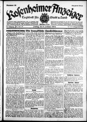 Rosenheimer Anzeiger Freitag 8. Februar 1924