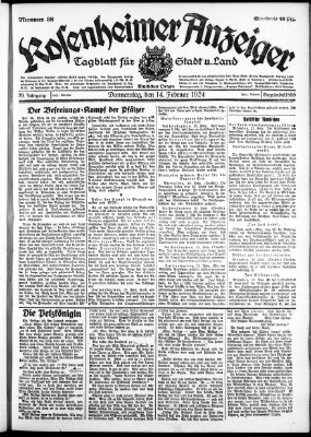 Rosenheimer Anzeiger Donnerstag 14. Februar 1924