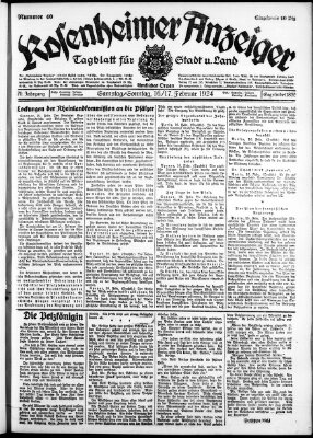 Rosenheimer Anzeiger Samstag 16. Februar 1924