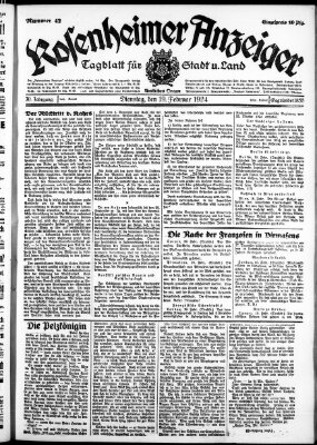 Rosenheimer Anzeiger Dienstag 19. Februar 1924