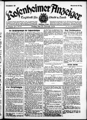 Rosenheimer Anzeiger Freitag 22. Februar 1924