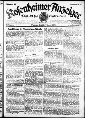 Rosenheimer Anzeiger Dienstag 26. Februar 1924