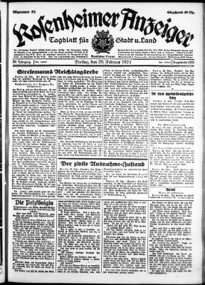 Rosenheimer Anzeiger Freitag 29. Februar 1924