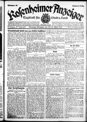 Rosenheimer Anzeiger Dienstag 18. März 1924