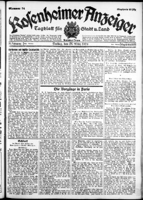 Rosenheimer Anzeiger Freitag 28. März 1924