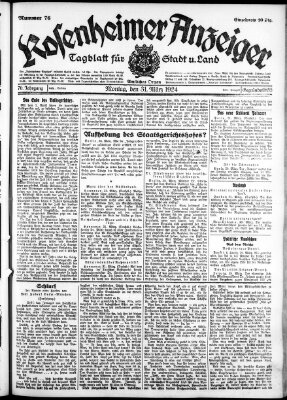 Rosenheimer Anzeiger Montag 31. März 1924