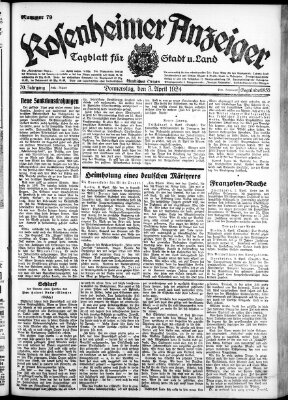 Rosenheimer Anzeiger Donnerstag 3. April 1924