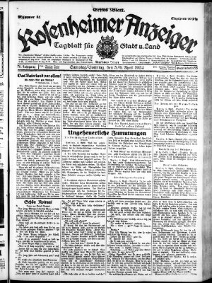 Rosenheimer Anzeiger Sonntag 6. April 1924