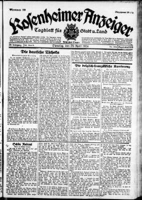 Rosenheimer Anzeiger Dienstag 29. April 1924