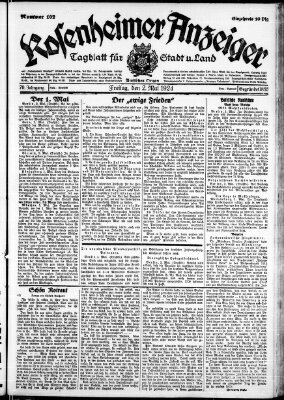 Rosenheimer Anzeiger Freitag 2. Mai 1924