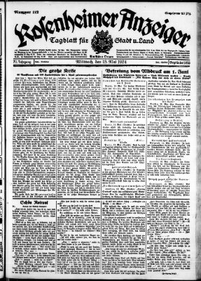 Rosenheimer Anzeiger Donnerstag 15. Mai 1924