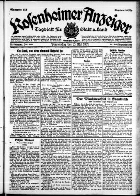 Rosenheimer Anzeiger Donnerstag 15. Mai 1924