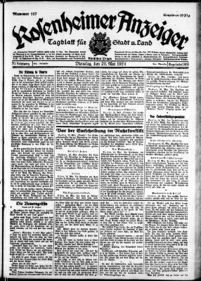 Rosenheimer Anzeiger Dienstag 20. Mai 1924