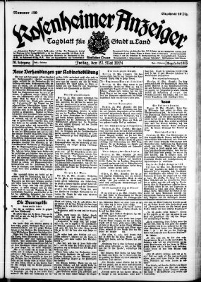 Rosenheimer Anzeiger Freitag 23. Mai 1924