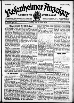 Rosenheimer Anzeiger Dienstag 27. Mai 1924