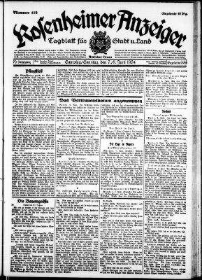 Rosenheimer Anzeiger Samstag 7. Juni 1924