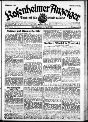 Rosenheimer Anzeiger Dienstag 10. Juni 1924