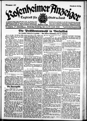 Rosenheimer Anzeiger Sonntag 15. Juni 1924