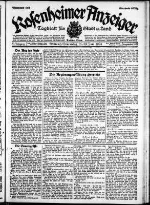 Rosenheimer Anzeiger Donnerstag 19. Juni 1924