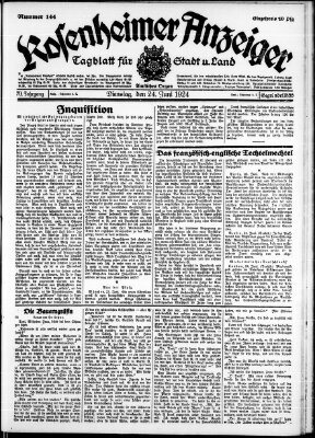 Rosenheimer Anzeiger Dienstag 24. Juni 1924