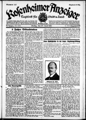 Rosenheimer Anzeiger Freitag 27. Juni 1924