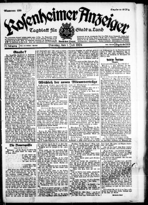 Rosenheimer Anzeiger Dienstag 1. Juli 1924