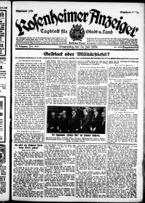 Rosenheimer Anzeiger Donnerstag 24. Juli 1924