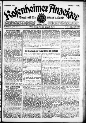 Rosenheimer Anzeiger Donnerstag 21. August 1924