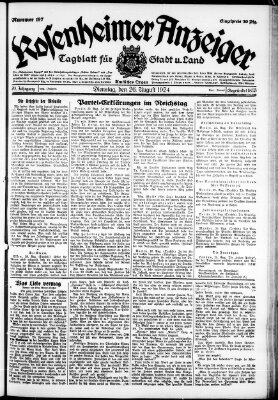 Rosenheimer Anzeiger Dienstag 26. August 1924