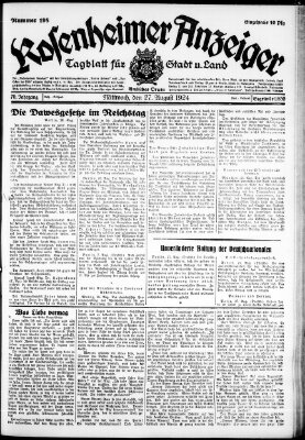 Rosenheimer Anzeiger Mittwoch 27. August 1924