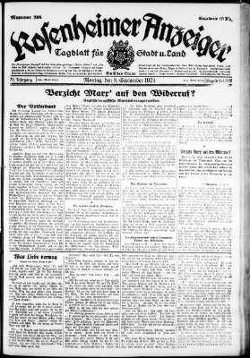 Rosenheimer Anzeiger Montag 8. September 1924