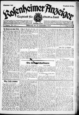 Rosenheimer Anzeiger Mittwoch 10. September 1924