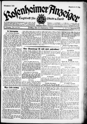 Rosenheimer Anzeiger Freitag 12. September 1924